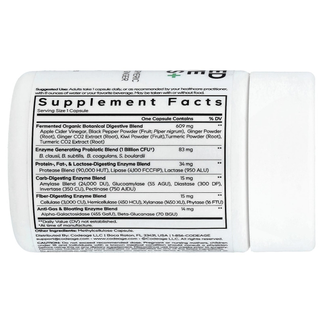 Codeage, Ферментированные пищеварительные ферменты +, 30 растительных капсул