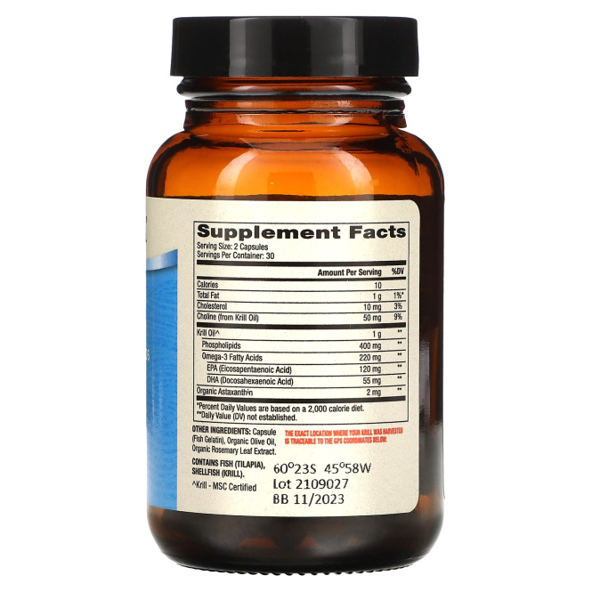 Dr. Mercola, Масло антарктического криля, 60 капсул