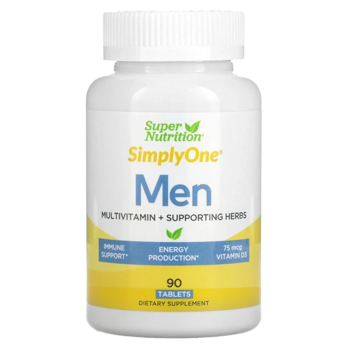 Super Nutrition, SimplyOne, мощные поливитамины тройного действия для мужчин, 90 таблеток