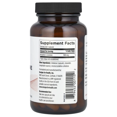 Designs For Health, N-Acetyl-L-Cysteine, 120 Vegetarian Capsules