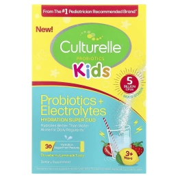 Culturelle, Kids, пробиотики и электролиты, Hydration Super Duo, для детей от 3 лет, со вкусом клубничного лимонада, 30 пакетиков по 1,7 г (0,06 унции)