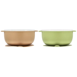 KeaBabies, силиконовые миски для кормления, с сосками и крышками PrepGrip™, для детей 6–36 месяцев, пустынный, 2 шт. в упаковке