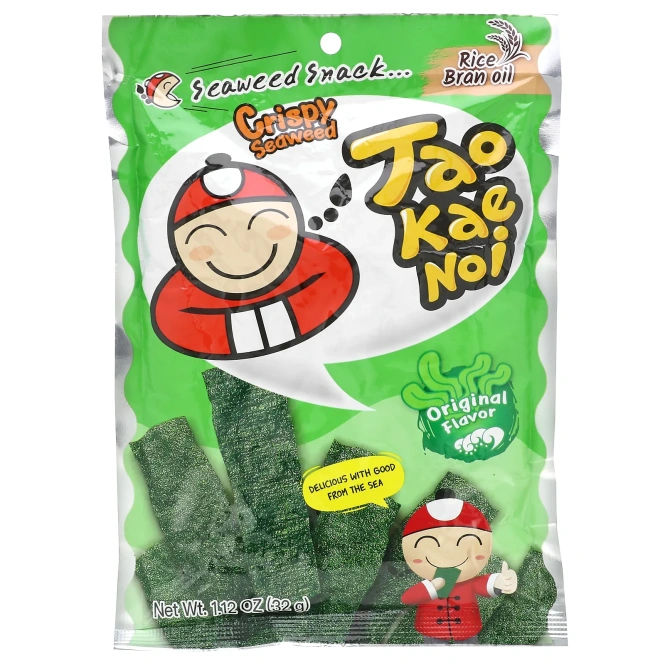 Tao Kae Noi, Хрустящий снек из морских водорослей, оригинальный, 32 г (1,12 унции)