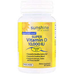 Sunshine, Super Vitamin D, 10000 МЕ, 30 Tablets