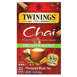 Twinings, ароматизированный черный чай, чай, без кофеина, 20 чайных пакетиков, 40 г (1,41 унции)