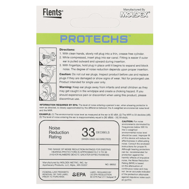 Flents, Protechs, беруши, для занятий спортом, 8 пар в футляре