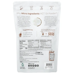 Micro Ingredients, Порошок из органического масла MCT с пребиотической клетчаткой, 454 г (1 фунт)