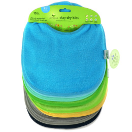 Green Sprouts, Stay-dry Infant Bibs, 3-12 Months, Aqua, 10 Pack