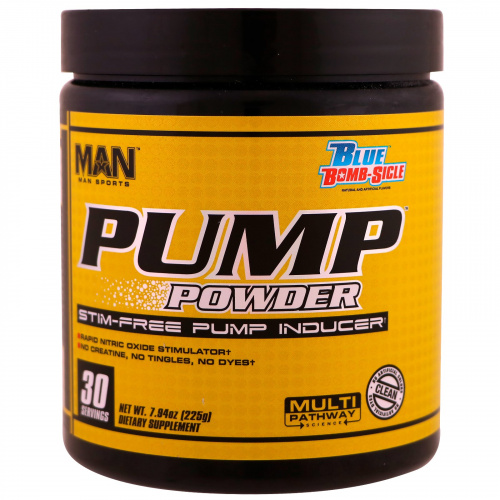 MAN Sports, Pump Powder, Stim-Free Pump Inducer,Blue Bomb-Sicle, 7.94 oz (225 g)