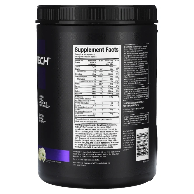 Muscletech, 100% Mass Gainer  Ванильный молочный коктейль 5,15 фунта