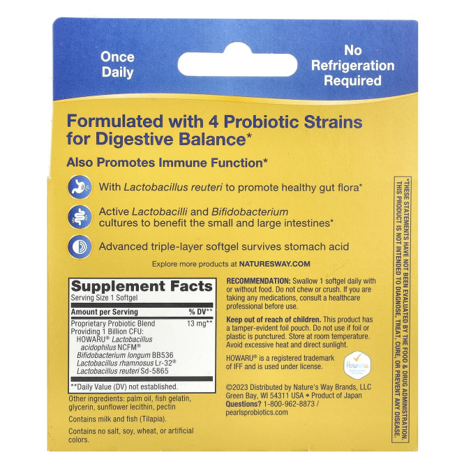 Nature's Way, Primadophilus Reuteri Pearls, 60 мягких таблеток