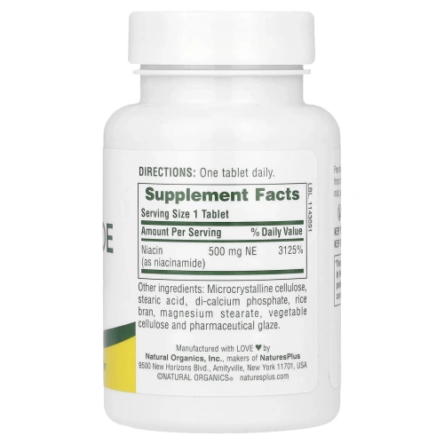 Nature's Plus, Ниацинамид, 500 мг, 90 таблеток