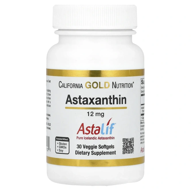 Улучшение зрения California GOLD Nutrition Astaxanthin 12 mg 30 veg softgels