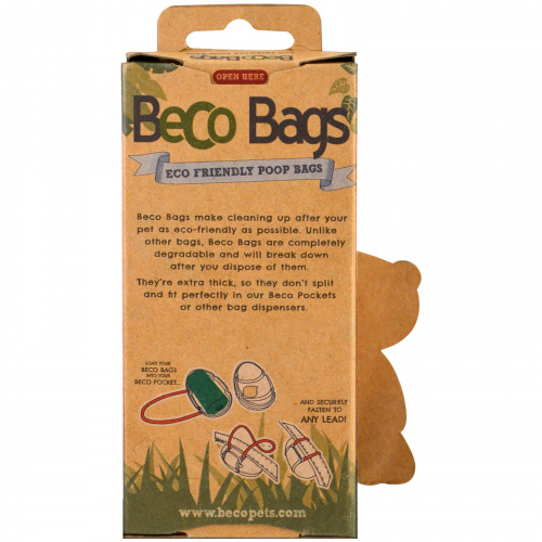 Beco Pets, Экологически безопасные пакеты для уборки за собакой, 60 биоразлагаемых пакетов, 4 рулона