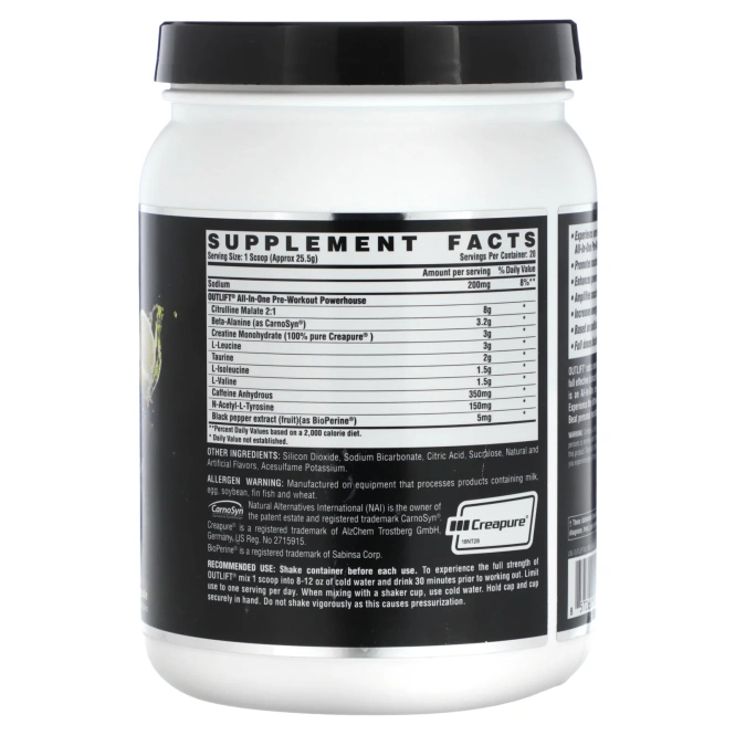 Nutrex Research, Outlift, клинически дозированный предтренировочный комплекс, ежевичный лимонад, 510 г (18 унций)