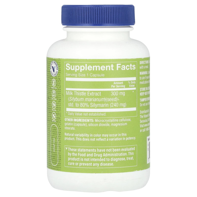 The Vitamin Shoppe, Экстракт расторопши, один раз в день, 300 мг, 100 капсул