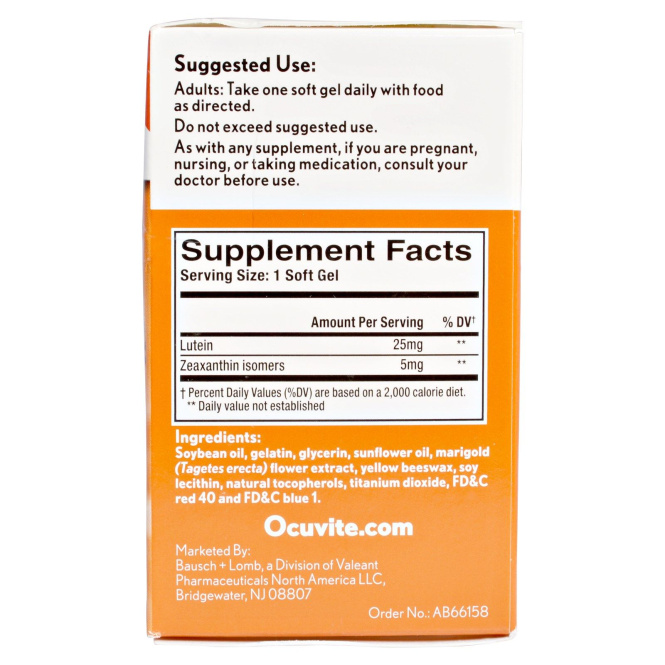 Bausch & Lomb, Лютеин 25, 30 мягких желатиновых капсул