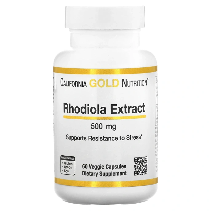 California Gold Nutrition, экстракт родиолы, 500 мг, 60 вегетарианских капсул