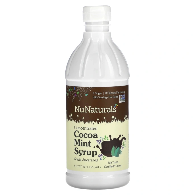 NuNaturals, NuStevia, Мятный Сироп Какао, 16 жидких унций (.47 л)