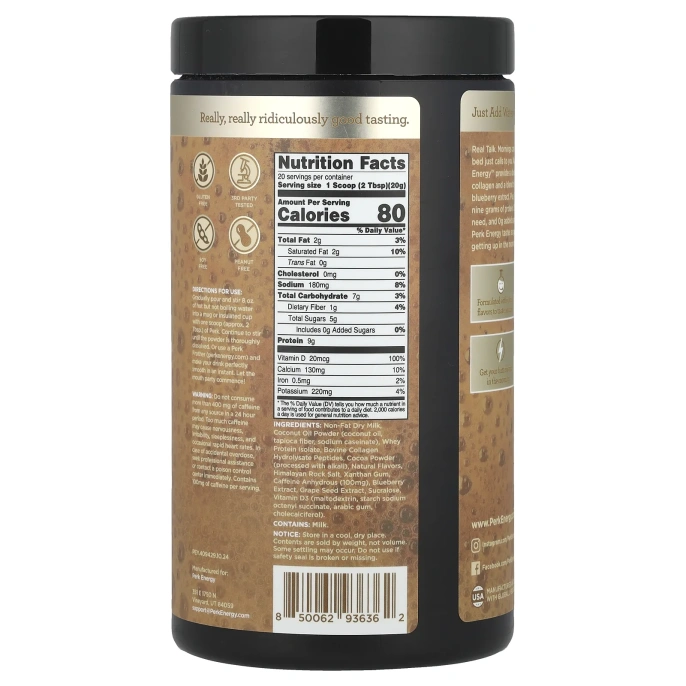 Perk Energy, Тан-мокко латте, 402 г (14,4 унции)