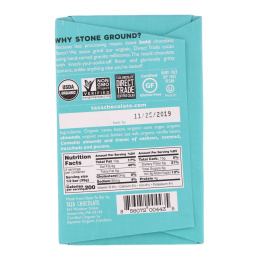 Taza Chocolate, Organic Dark Chocolate, Sea Salt & Almond, 2.5 oz (70 g)