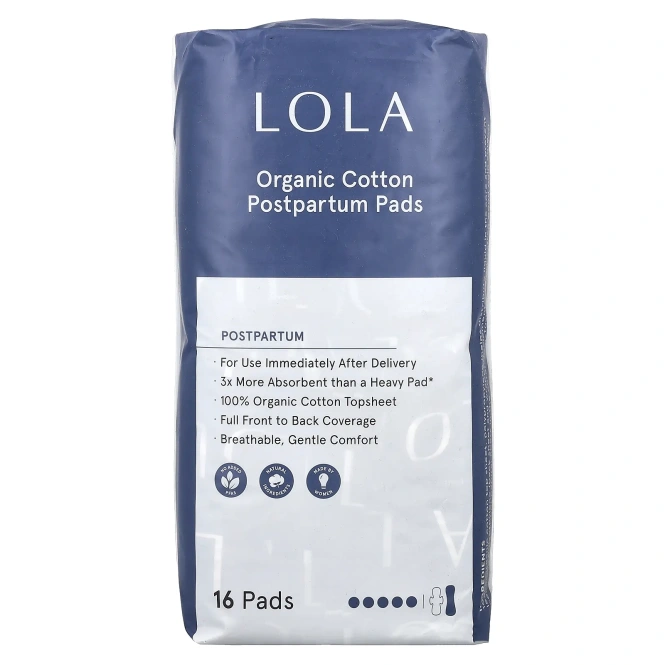 Lola, прокладки из органического хлопка для послеродового периода, 16 шт.