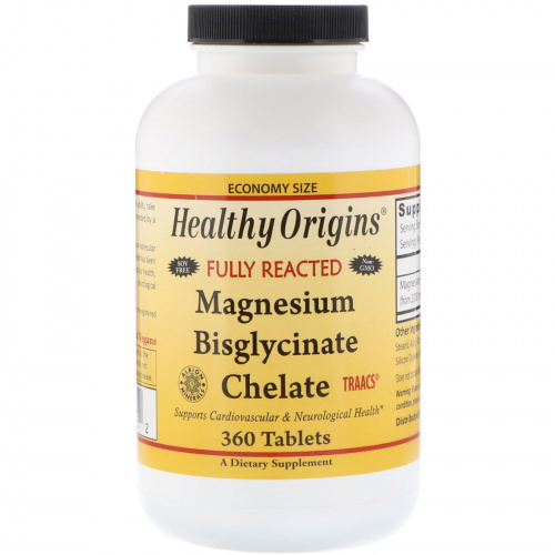 Healthy Origins, Хелатный биглицинат магния, 360 таблеток