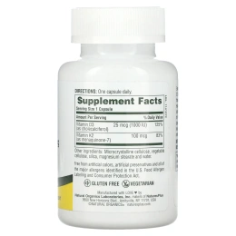 Nature's Plus, витамин D3 / K2, 1000 МЕ, 100 mcg, 90 Vegetarian Capsules