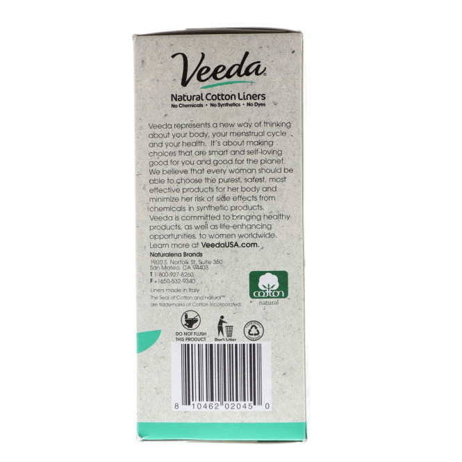 Veeda, Natural Cotton Liners, Unscented, 40 Liners