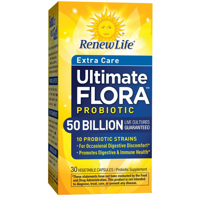 Renew Life, Ultimate Flora, Extra Care Probiotic, 50 Billion Live Cultures , 30 Vegetable Capsules