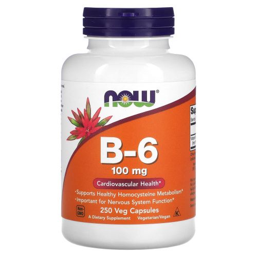 Now Foods, B-6, 100 мг, 250 капсул