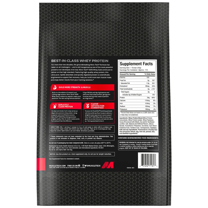 Muscletech Nitro Tech 100% Whey Gold сывороточный белок в порошке, двойной шоколад, 3,63 кг (8 фунтов)