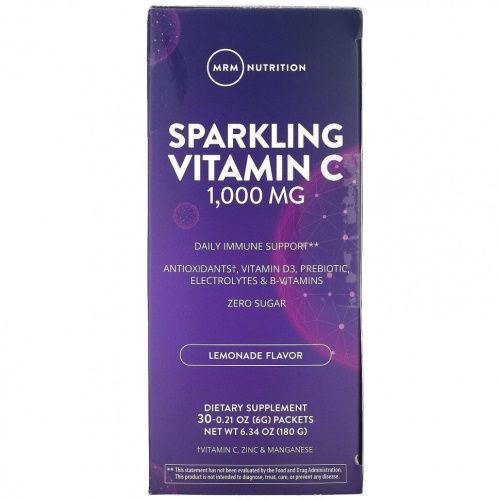 MRM, Sparkling Vitamin C, Lemonade, 1000 mg, 30 Packets, 0.21 oz (6 g)