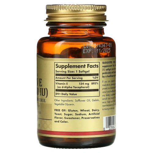 Solgar, Naturally Sourced Vitamin E, 200 IU, 100 Softgels