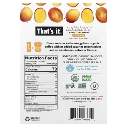 That's It, Energy, органические мини-батончики, смесь манго и лайма, 6 мини-батончиков, 20 г (0,7 унции)