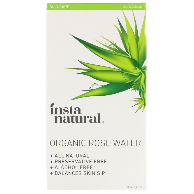 InstaNatural, Organic Rose Water, Alcohol-Free, 4 fl oz (120 ml)