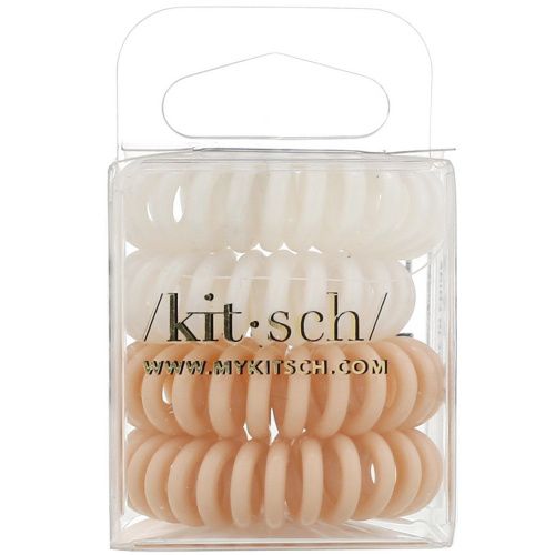 Kitsch, Спиральные резинки для волос нюдовых оттенков, 4 шт.