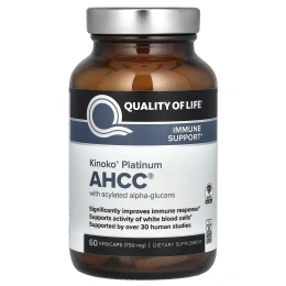 Quality of Life Kinoko® Platinum AHCC® с ацилированными альфа-глюканами, 60 растительных капсул