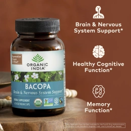 Organic India, бакопа, 60 вегетарианских капсул (350 мг в 1 капсуле)