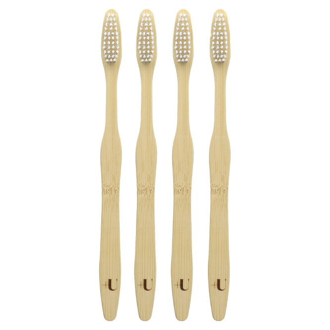 Plus Ultra, бамбуковые зубные щетки, для взрослых, мягкие, 4 шт.