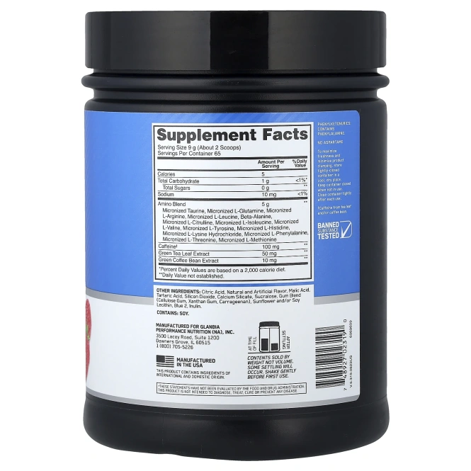 Optimum Nutrition, Незаменимые Amin.O. Energy®, голубая малина, 585 г (20,6 унции)