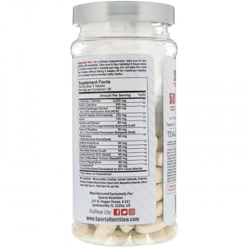 Sparta Nutrition, Hydra Shred Premium Ultra Strength Lipolytic Fat Burner, 120 Tablets
