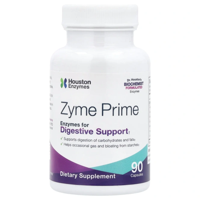 Houston Enzymes, Zyme Prime, добавка с ферментами для поддержки пищеварения, 90 капсул