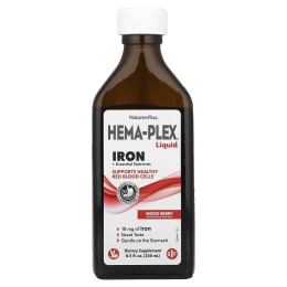 NaturesPlus, Hema-Plex®, жидкое железо и необходимые питательные вещества, ягодный вкус, 250 мл (8,5 жидк. унции)