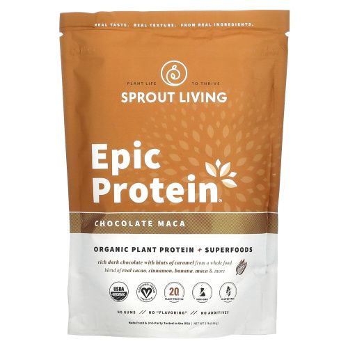 Sprout Living, Протеин Epic Protein, шоколад мака, 1 фунт (455 г)
