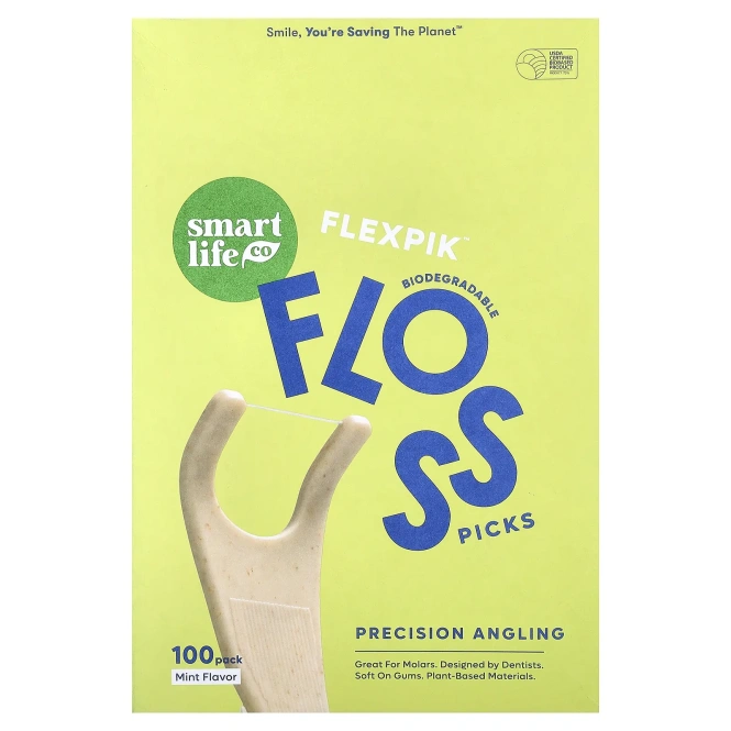 SmartLifeCo, Flexpik™, зубные нити, мятный вкус, 100 шт.