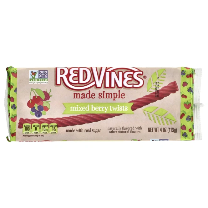 Red Vines, Солодка, Made Simple, ягодное ассорти, 113 г (4 унции)