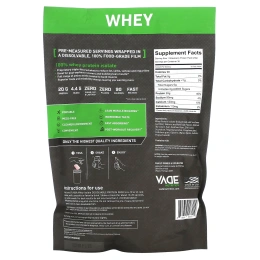 Vade Nutrition, растворимый протеин в пакетиках, 100% сывороточный изолят, клубничный молочный коктейль, 720 г (1,6 фунта)