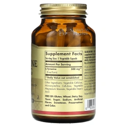 Solgar, L-тирозин, 500 мг, 100 вегетарианских капсул