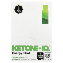 Ketone-IQ, Energy Shot, зеленое яблоко, 6 флаконов по 59 мл (2 жидк. унции)